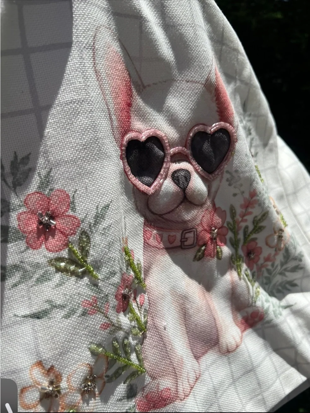 FRENCH BULLDOG BEADED CANVAS TOTE BAG